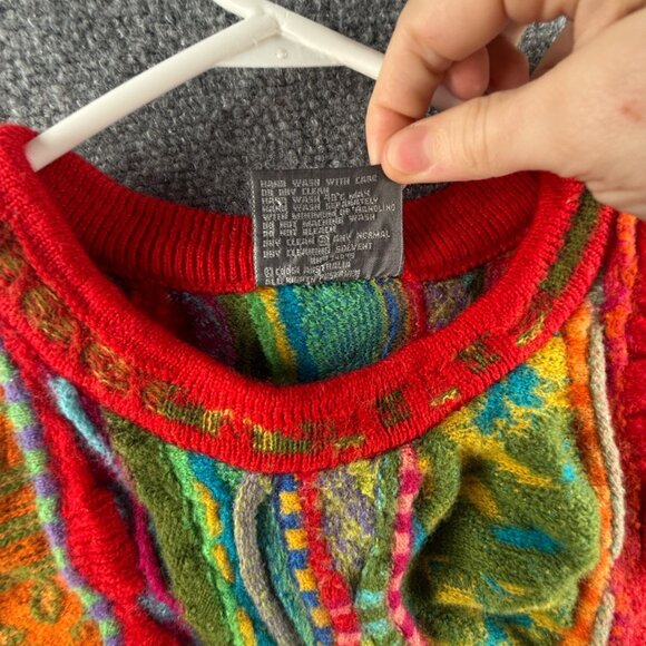 COOGI Australia Pure New Wool Sweater Colorful Red Crew Neck Pullover Medium - Picture 12 of 16